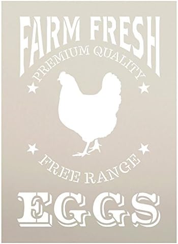 Farm Fresh Eggs, Chicken Stencil by StudioR12 | Reusable Mylar Template | Paint, Chalk | Use for Crafting, Vintage Wood Signs, Wall Decor, DIY, Modern Farmhouse, Country, STCL1107_3 (11" x 15.25")