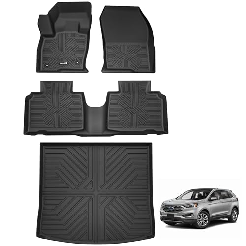 PARTZER Floor Mats for Ford Edge 2015-2024 Custom Fit TPE All Weather Floor Liners 1st & 2nd Row & Trunk Mat Edge SE SEL SEL Plus Titanium Sport ST ST-Line Accessories