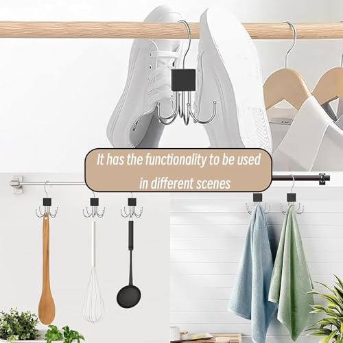 Image of 2pcs Belt Organiser for Wardrobe, 360 Degree Rotatable Multipurpose Hanger Organizer with 6 Hooks, Stainless Steel Wardrobe Organiser for Belt, Tank Top, Tie, Scarf, Hat and Purse