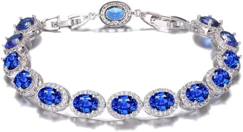Hermosa Oval Ladies Tennis Bracelet Sapphire Ruby Emerald White Topaz Silver 7 inch