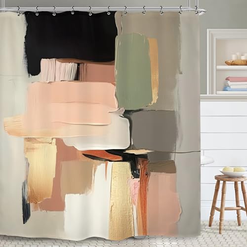 Yookeb Abstract Blush Pink Black Shower Curtain