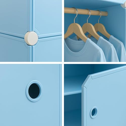 Image of Sunderlook Plastic Wardrobe for Kids Clothes - Professional Collapsible Wardrobe, Easy to Use Foldable Almirah, Plastic Cupboard for Kids for Home (Blue-Z3, 8 Door)
