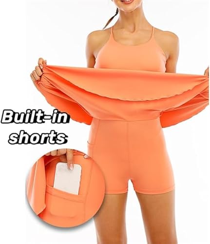 Vestido esportivo de ioga, com sutiã embutido, vestidos atléticos, vestido de tênis de treino sem co