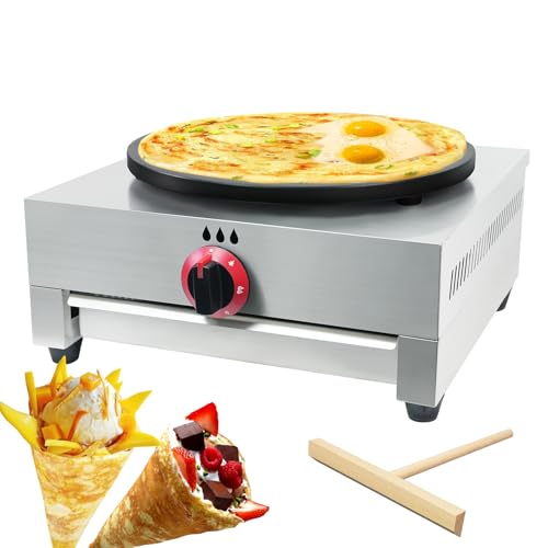 Image of XXUNYNUIN Commercial Gas Crepe Maker 16-Inch Crepe Machine Adjustable Temperature Control Nonstick Stainless Steel Pancake Griddle Machine for Kitchen