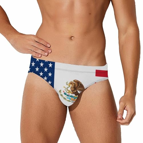 United States Mexico Friendship Flag Novelty Men's Brief Swimwear Pants Swimming Trunks Beach Shorts Underwear