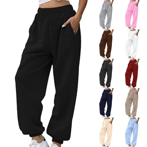 Jogginghose Damen Lang Baumwolle - Sporthose Gummibund Stoffhose Mit Taschen High Waist Trainingshose Loose Fit Freizeithose Bequeme Lockere Sweathose Baggy Y2K Laufhose Yogahose Jogginghose Damen Lang Baumwolle - Sporthose Gummibund Stoffhose Mit Taschen High Waist Trainingshose Loose Fit Freizeithose Bequeme Lockere Sweathose Baggy Y2K Laufhose Yogahose