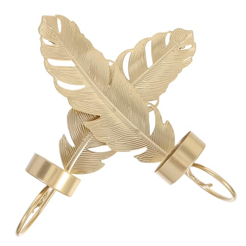 OUNONA Portavelas De Pared De Hierro Forjado Dorado Diseño De Hojas, Candelabros De Hierro Decorativos para Sala y Dormitorio, Set De 2 Piezas para Ambiente Romántico y Decoración Mural