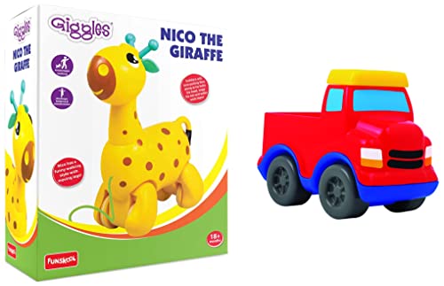 Image of Giggles - Nico The Giraffe & Giggles - Mini Vehicles City Lorry Truck, Multicolour