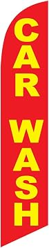 Car Wash Swooper Feather Flag - Windless Banner for Outdoor Business Advertising - Replacement FLAG ONLY Red/Yellow