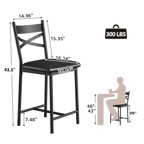 IDEALHOUSE 26 Inch Bar Stools Set of 4, Upholstered Bar Chairs with Back, Thick Cushion, Counter Height Barstools for Kitchen Island Apartment Counter Bar (4) - view 1