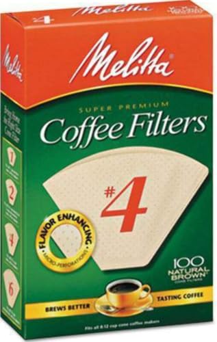 Melitta 624602#4 8 to 12 Cups Natural Brown Cone Coffee Filters 100 Count