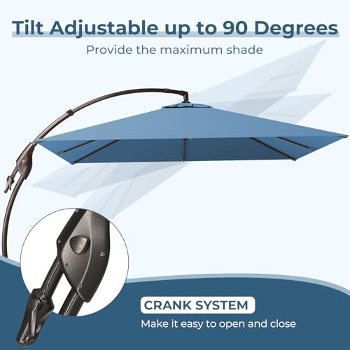 Image of Grand patio 10x10 FT Sunbrella Square Umbrella with Base, Sapphire Blue