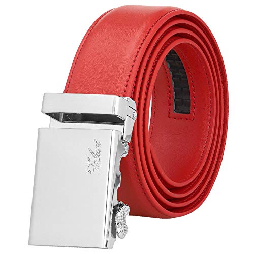 Image of Falari Men Unisex Genuine Leather Ratchet Dress and Casual Belt, Automatic Sliding Buckle, Trim to Fit