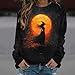 2025 Halloween Shirts for Women Long Sleeve Witch Graphic Tees Vintage Festival Tops Loose Crew Neck Sweatshirts Funny Gifts Full Moon Art Print Shirt Casual Fall Outfits Cotton Tunic Blouses
