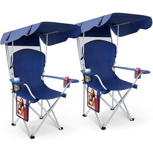 VTOY Portable Camping Chair with Canopy - Folding Chair with...