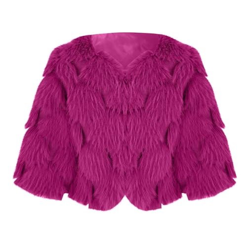 Girls Faux-Fu𝗿 Jacket Coat Spring Fashion Cool Jackets Tops Open Front Cardigan Warm Fuzzy Part𝘆 Outerwear