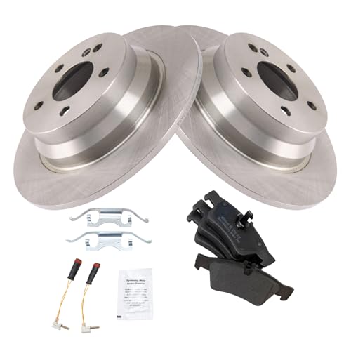 Image of TRQ Rear Brake Pad and Rotor Set Semi Metallic Compatible with 2014 Mercedes-Benz E250 2003-2009 E320 2006 E350 2003-2006 E500