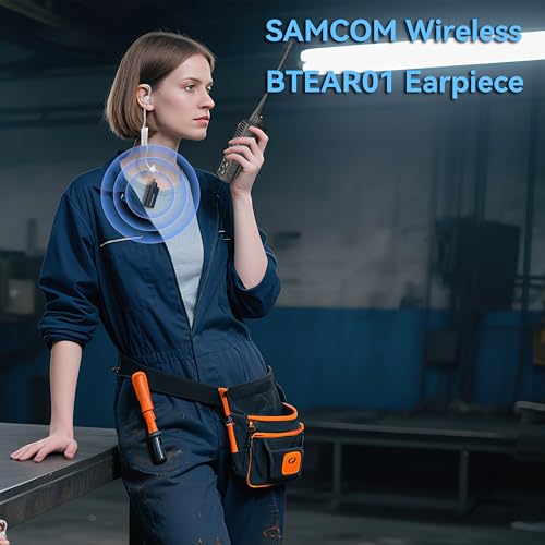 Image of SAMCOM BTEAR01 Wireless Headset Earpiece Ear piece Clear Acoustic Tube | with PTT Microphone Mic 2 Pin Dongle 10 Working Hours for K plug FPCN30A /FPCN10A Radios,Radios Not Include