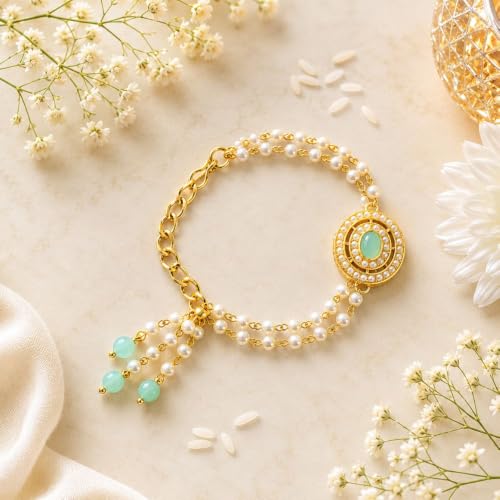 Image of I Jewels Stylish Pearl Hanging Adjustable Bracelet For Bhabhi /Sister (R096-L)