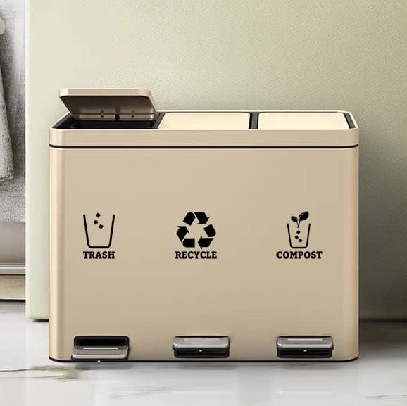Miniatura 3 de Juego de 3 calcomanías de vinilo de reciclaje para basura, contenedor de compost, símbolo de papelera de reciclaje para organizar botes de basura o