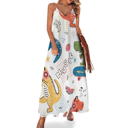 Robe longue motif dinosaure sans manches pour rester au frais