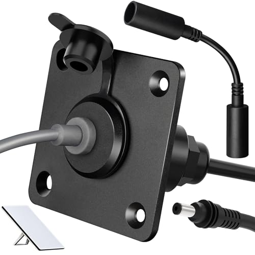 RVSPARK RV Waterproof Cable Pass Through Kit for Starlink Mini, Aluminum DC 5.5 x 2.1 Female Bulkhead Connector Panel Mount and DC Female to Female Cable Adapter Kit for Camper,Trucks,Boats