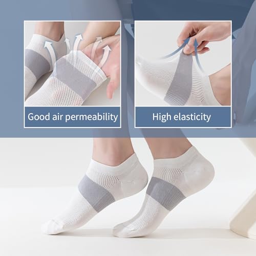 Mottee&Zconia Men's Low Cut Ankle Socks Comfy Mesh Top Anti Skid Cotton Little Tab at Back Socks 6 Pack (8-11)2