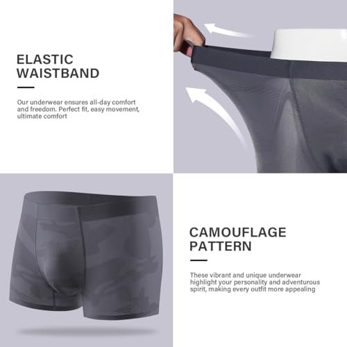 Casey Kevin Men's Ice Silk Boxer Briefs Modal Underwear Soft Breathable Boxer Briefs for Men 4 Pack3