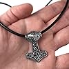 DonDon Men´s Necklace Leather 50 cm 19,7" with Thor Hammer Pendant Stainless Steel in a Black Velvet Gift Bag #2