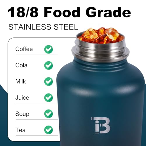 Image of TOPBADE 32oz Insulated Water Bottle with Straw Lid & Spout Lid & Paracord Handle, Stainless Steel Water Bottle Wide Mouth, Double Wall for Women Men Gym Fitness Outdoor