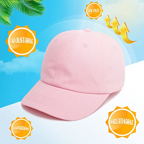 Kids Baseball Caps Adjustable Toddler Boys Summer Trucker Cap Baby Girls Sun Hats Cotton Outdoor Hat With Curved Brim (1-2T, Light Pink) #TOP1