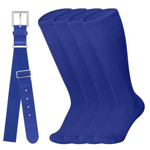 Leroci Baseball Softball Belt & Socks Combo Set for Adult Men and Women (2 Pairs of Socks & 1 Belt) Royal Blue