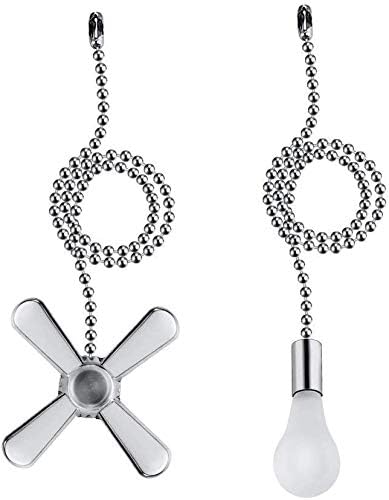 Ceiling Fan Pull Chain, 2pcs 3mm Diameter Beaded Ball , 13.6 Inches Fan Pulls Set with Connector（Nickel ）