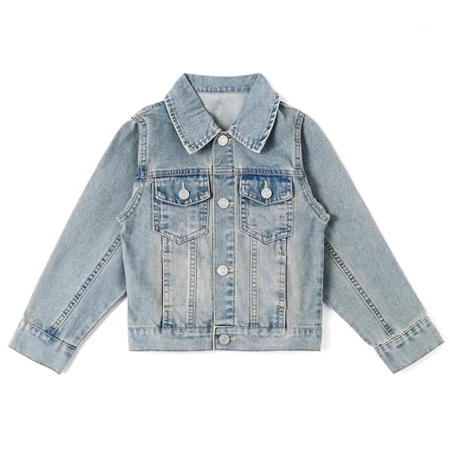 KIDSCOOL SPACE Little Girl/Boy Jean Jacket,Stone Washed Soft Denim Outfits