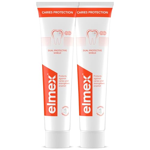 elmex Zahnpasta Kariesschutz 2x75ml – medizinische Zahnreinigung für hochwirksamen Kariesschutz – bietet zweifach aktives Kalzium-Fluorid Schutzschild für widerstandsfähige Zähne – Bild 3