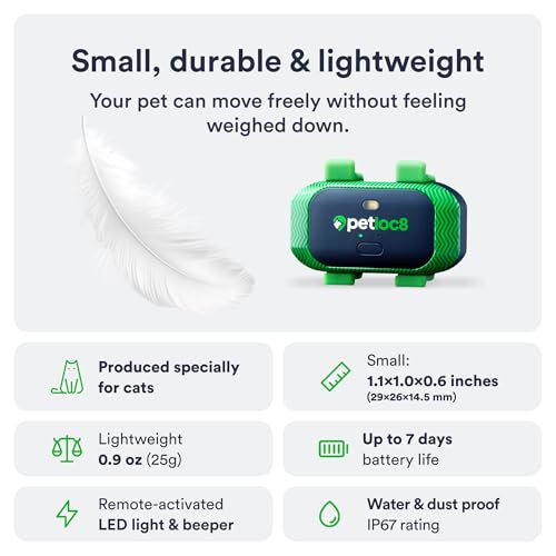 Image of Petloc8 GPS Tracker for Cats, 4G LTE Real Time Tracking with Geo-Fence & Alert Notification SOS Button, Waterproof Pet Tracker for Cats, Collar-Compatible, Worldwide SIM Included,Subscription Required