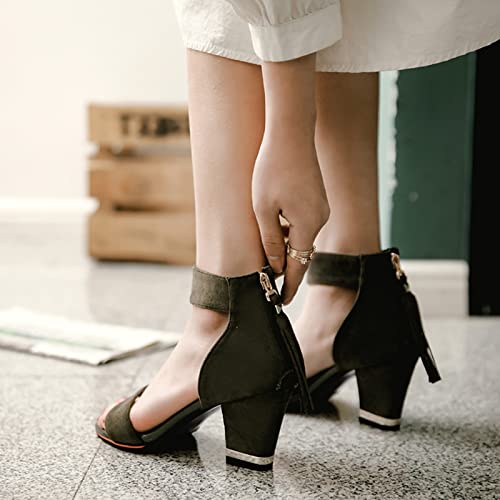 Chaussures de mariée Lizoleor en daim noir, le confort d'un talon carré pour la danse de salon. - 6