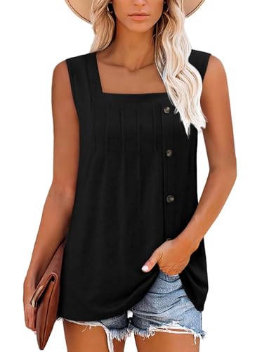 KISSMODA Womens Boho Tops for Summer Sleeveless Tanks Loose Fit Casual Blouse Daily Shirts for Leggings (S-3XL)