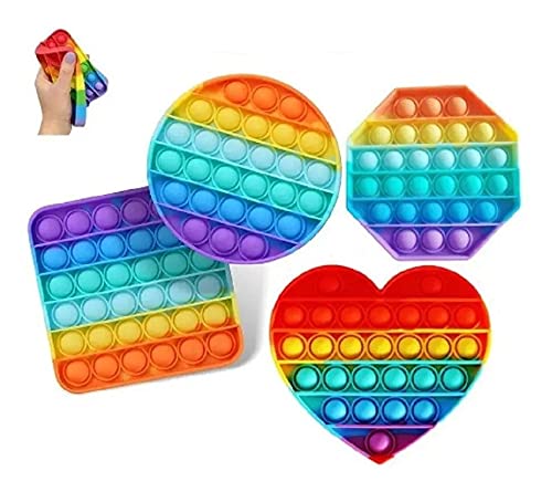 4 Brinquedos Fidget Push Pop It, com material de grau alimentício da FDA, brinquedos sensoriais Pop