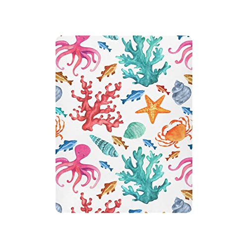 Image of Colorful Ocean Animal Crib Sheets for Boys Girls Pack N Play Sheet Soft Breathable Mini Crib Sheets 39 inch x 27 inch