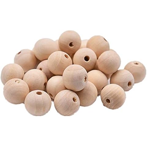 Hewnda Round Wood Beads,25mm Natural Wood Beads Round Ball Wooden Loose Beads Unfinished Wood Spacer Beads for Craft-Making for DIY Art Supplies Bracelet Hand-Made 100 Pack (Hewnda - 35330299) Cover