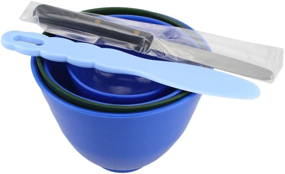 Calla Scorpio 4Pcs One Set Silicone Flexible Rubber Plaster Impression Mixed Alginate Bowl Lab Mixing Bowls Blue+Plastic Mixing Spatulas