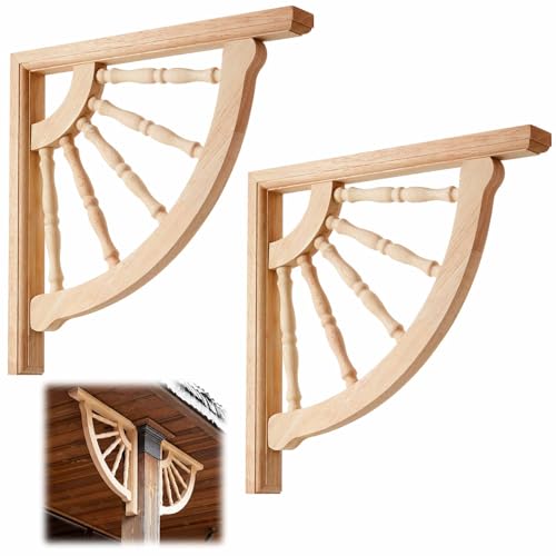 Briwooody 2 Pack Solid Wood Corbels, 1 1/2" w X 12" d X 12" h, Wheel