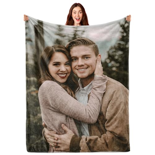 Ship Next Day Custom Blanket with Picture Customized Photo Blankets Customize Customizable Blanket Personalized Valentines Day Funny Gifts for Him Her Couple Girlfriend Boyfriend Mom Dad Wife Husband