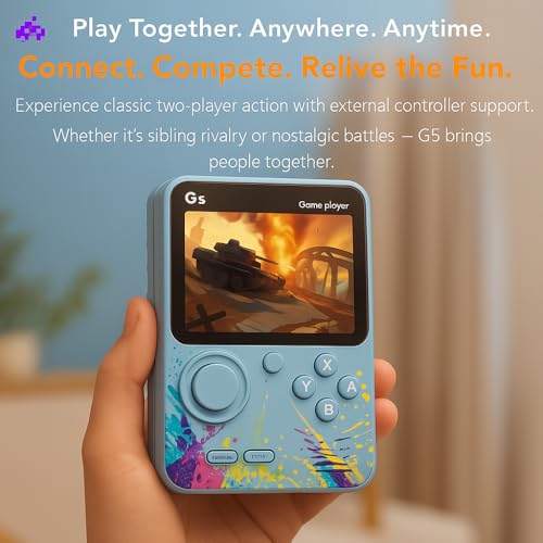 Maizic Smarthome G5 Blue 500 in 1 Retro Game Box Only for 1 Player, 3 Inch Display, Handheld Classical Game PAD Can Play On TV, 500 Games Like Contra, Tank, Bomber Man Gifts for Kids 3