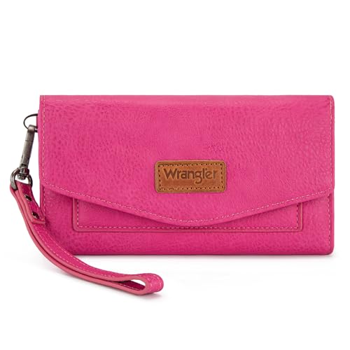 Image of Montana West X Wrangler Womens Wallet Large Card Cases & Money Organizers for Ladies Female Zipper Wallet Wristlet with Coin Purse and Wrist Strap WG229-W069HPK