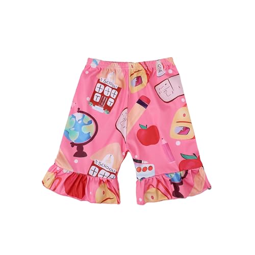 Image of Toddler Girls Back to School Pencil Outfits Set Ruffle T-Shirt Dress and Pants Outfit Set 3-8Years