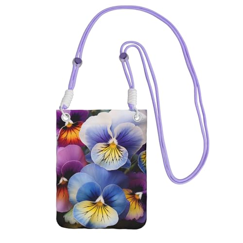 Pochette pour téléphone portable femme violette avec bandoulière noire