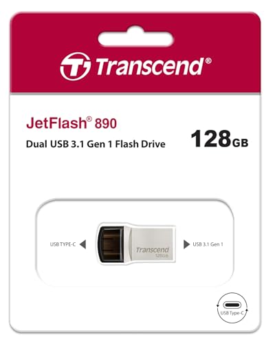 JetFlash 890 128GB USB Type-C / USB 3.1 Gen 1 Pennetta a Doppio Connettore USB OTG per Android TS128GJF890S - Chiavetta USB - Immagine 5