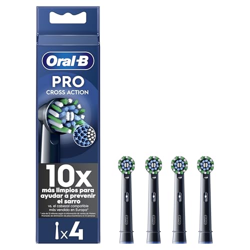 Oral-B Pro Cross Action Noire Brossettes pour Brosse à dents électriques, Pack De 4 Unités